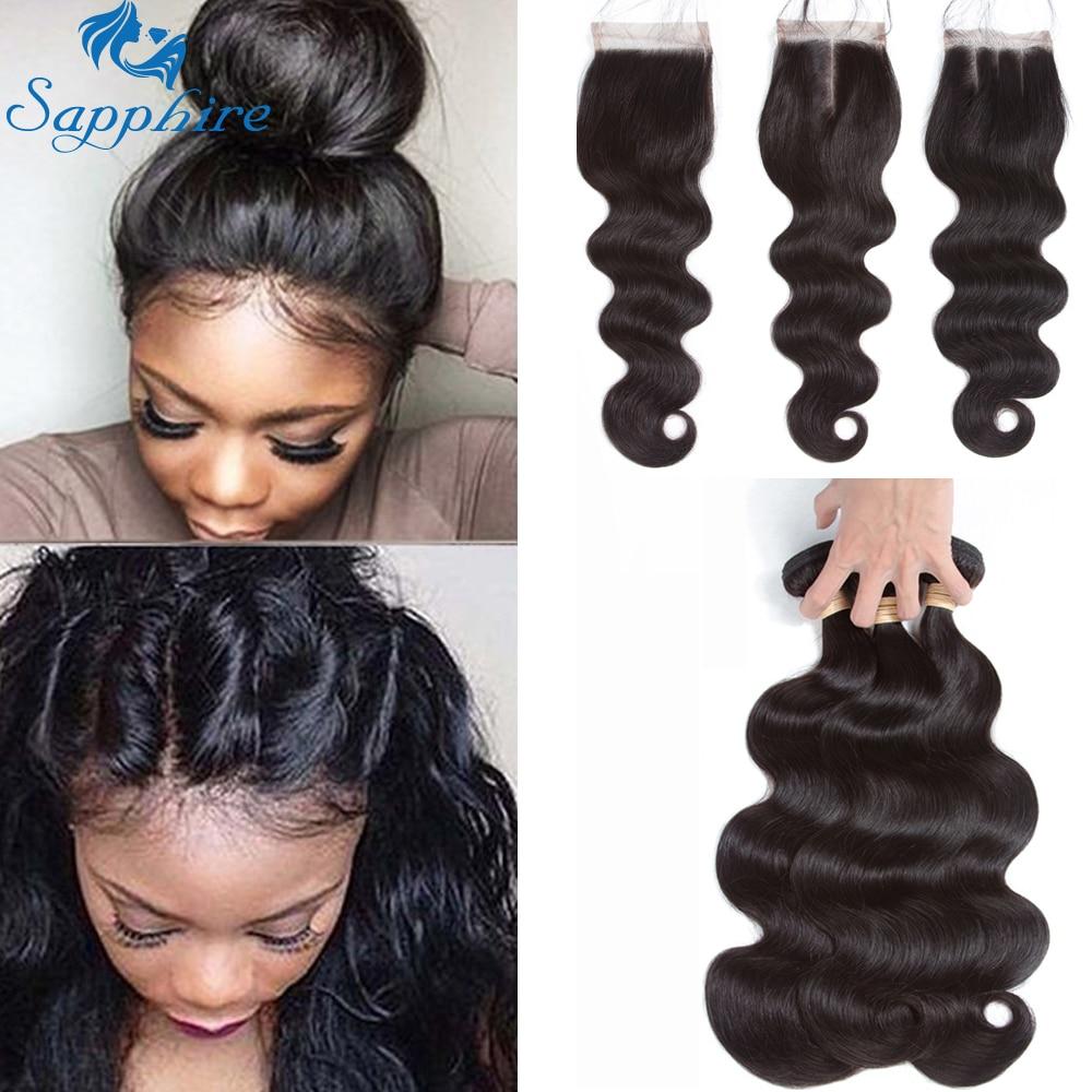 Sapphire Body Wave Bundles With Closure Brazilian Hair Weave